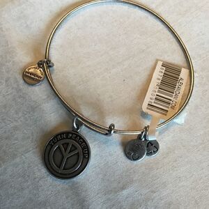 Silvertone Alex and Ani Peace Bracelet NWT
